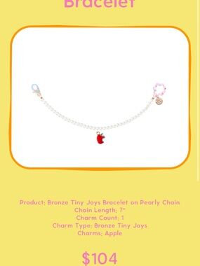 Susan Alexandra Pearl Chain Bracelet with Red Apple Charm